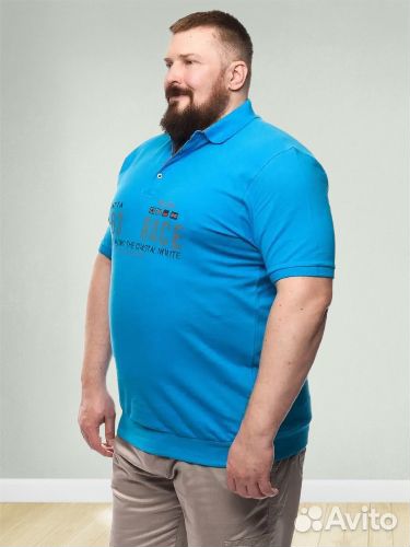 Поло с застежкой на пуговицах (7XL) синее