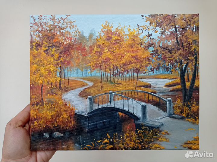 Картина маслом Осень, осенний пейзаж 20/25 см