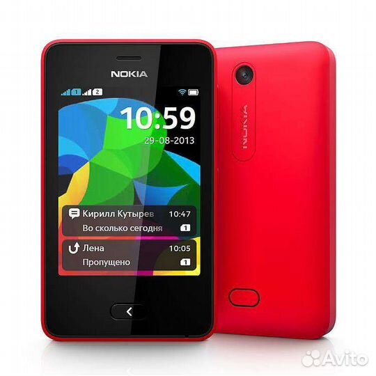 Телефон Nokia Asha 501 Dual Sim red, смартфон