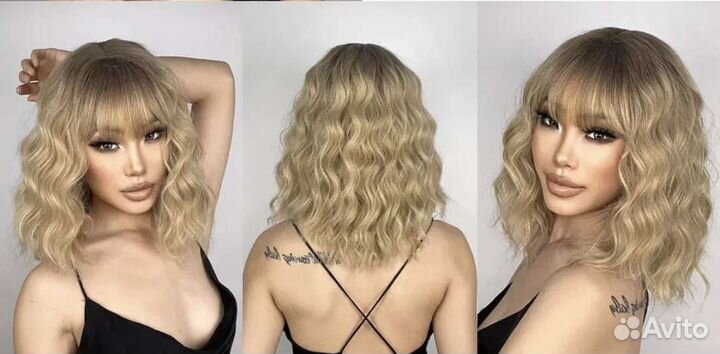 Парик каре блонд омбре волнистый. Новый