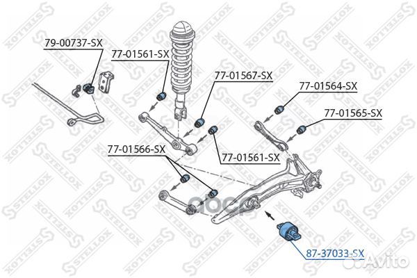 Сайлентблок продольного рычага 87-37033-SX Stellox