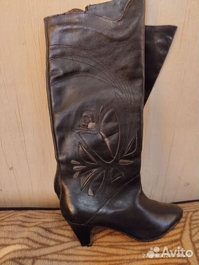 Сапоги кожаные женские