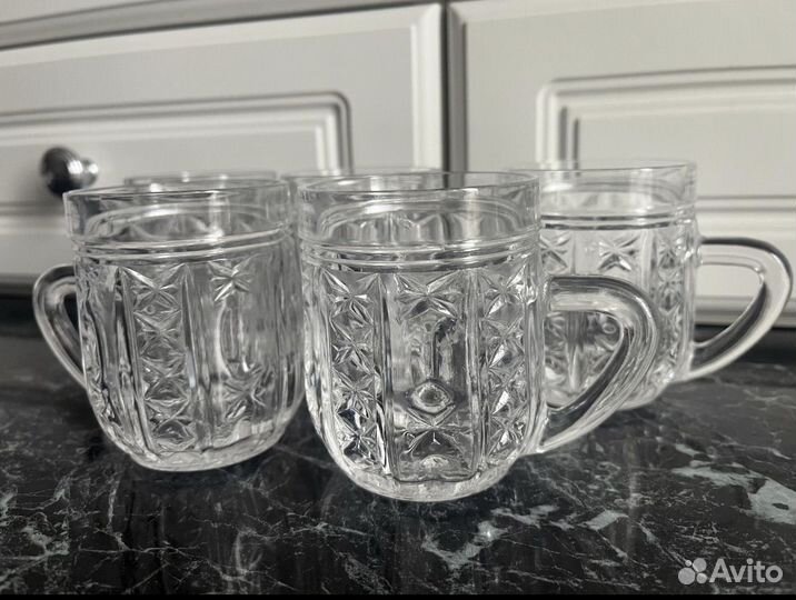 Стаканы кружки СССР, винтаж, новые, 5 шт