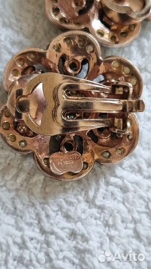 Винтажные серьги клипсы серебро 925