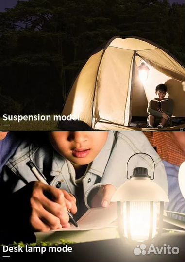 Фонарь для кемпинга 2 режима: пламя, холодный свет