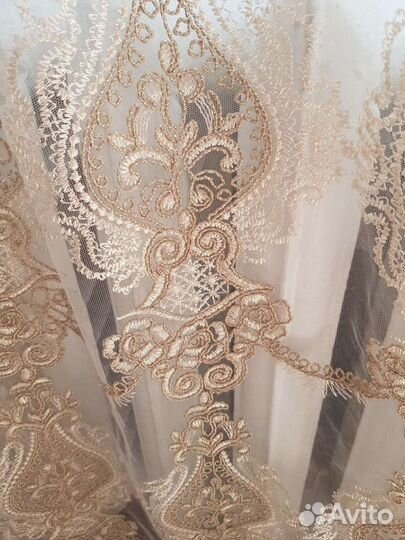 Тюль,кружево,светло-бежева,5 метров, пр. Турция