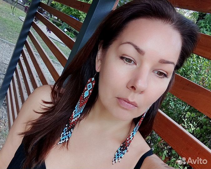 Длинные серьги кисти из бисера в этническом стиле