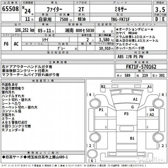 Автобетоносмеситель Mitsubishi Fuso Fighter, 2012