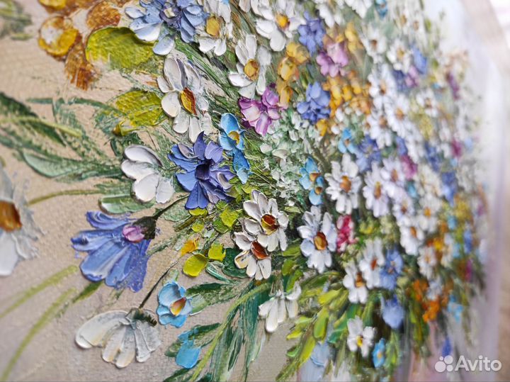 Бронь Картина маслом Букет полевых цветов