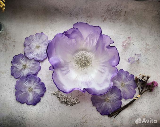 Ваза подстаканники набор эпоксидная смола