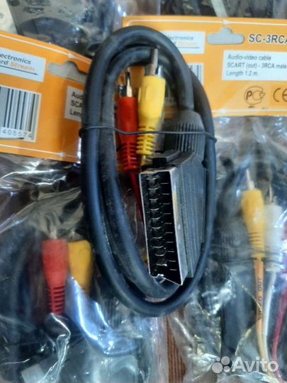 Кабель scart-3хrca(тюльпаны)
