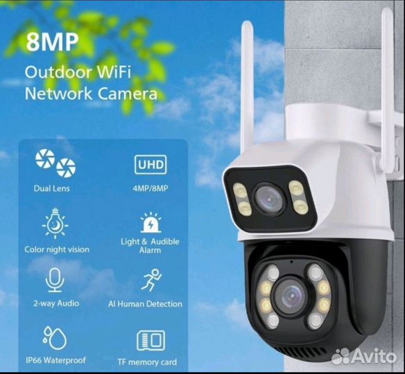 Камера видеонаблюдения с двумя объективами 8Мп ICs