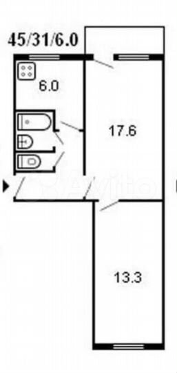 2-к. квартира, 45 м², 3/5 эт.