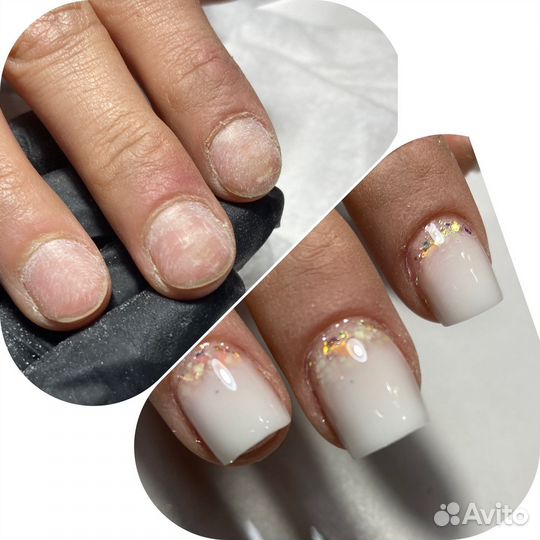 Наращивание ногтей, покрытие гель лаком, укреплени