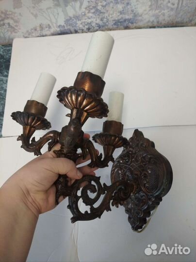 Светильник настенный резной металл СССР винтаж