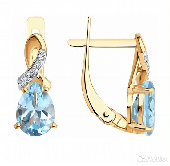 Золотые серьги с фианитом