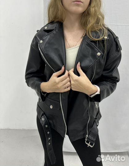 Куртка кожаная женская оверсайз. 3 размера