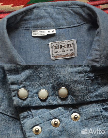 1970s' Chambray Western Dee-Cee XL 52 Made in USA