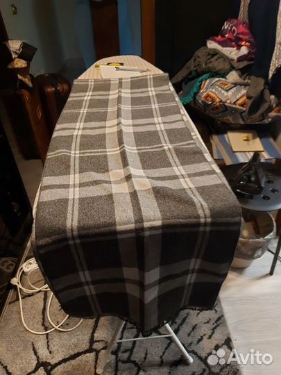 Шарф мужской двусторонний теплый серая клетка