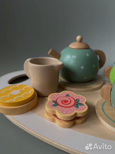 Игрушечная детская деревянная посуда