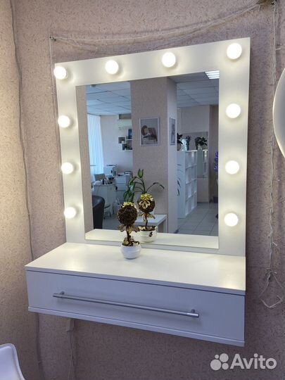 Гримерное зеркало с лампочками