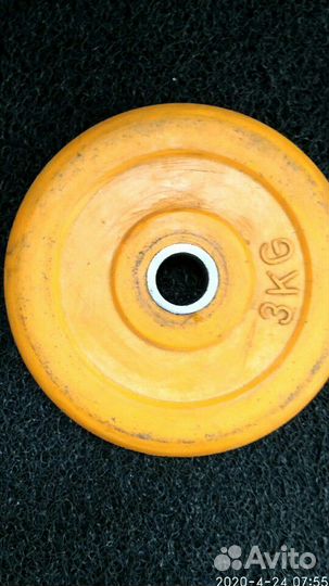 Диски для штанги 3 кг обрезиненные d 28 мм и 5 кг