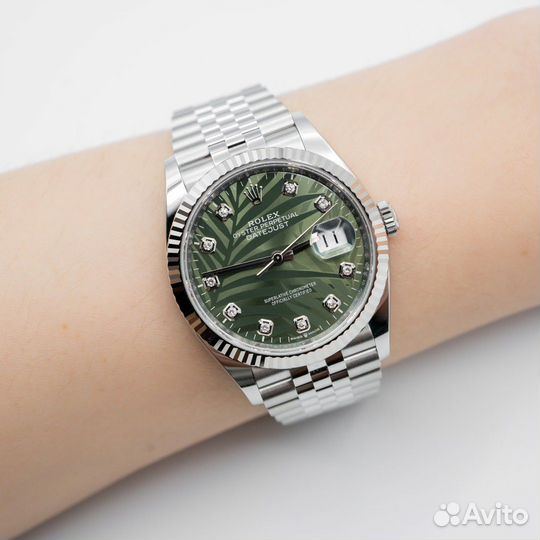 Часы Rolex Datejust 36 Green Palm Diamond Dial