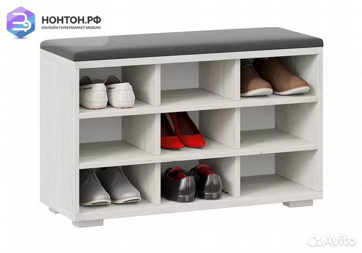 Тумба для обуви Тип 10 дуб крафт белый / велюр гра
