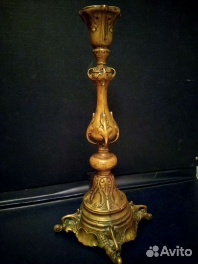 Старинный подсвечник, латунь, высота 31,5см