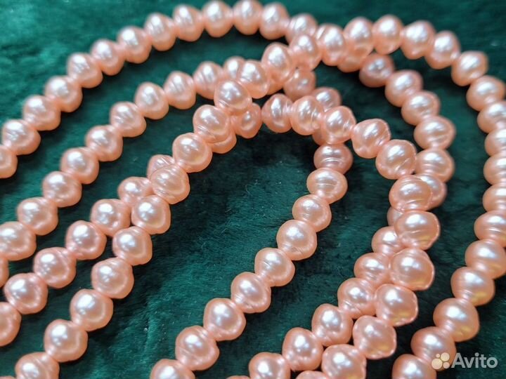 Бусы розовый цвет под Жемчуг бусина 6 мм / 120 см