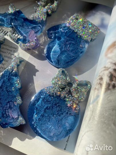 Набор ёлочных игрушек из эпоксидной смолы