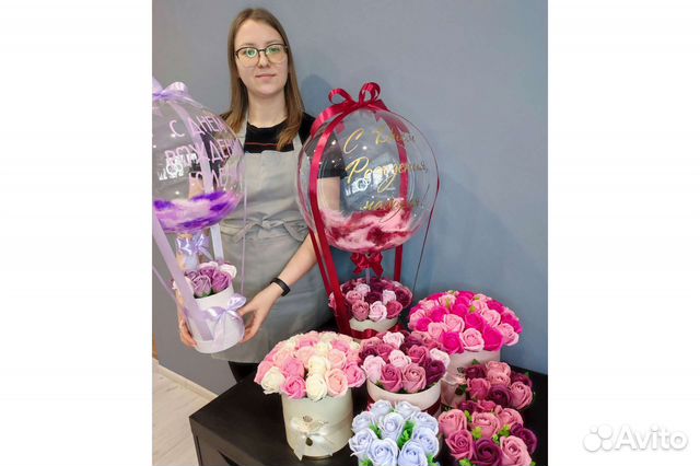 Букет из мыльных роз, цветы в коробке