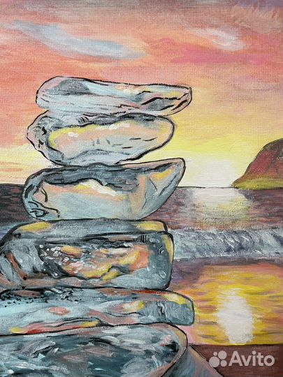 Картина Закат на берегу Тихого океана