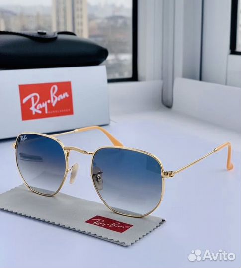 Очки ray ban hexagonal голубые