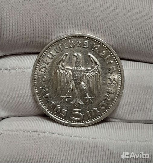 5 Рейхсмарок 1935 Гинденбург, Ag 900