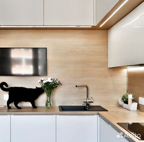 Угловая кухня с мдф фасадами в