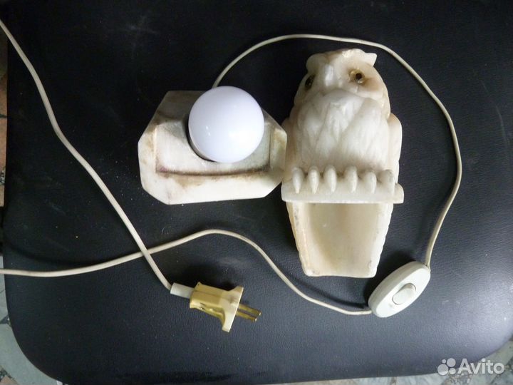 Мраморный светильник-ночник сова