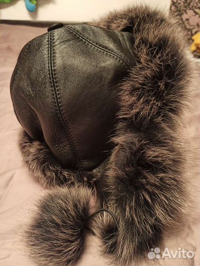 Шапка зимняя кожа и мех