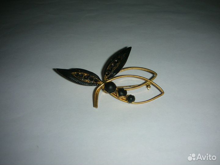 Брошь Стрекоза, латунь, СССР