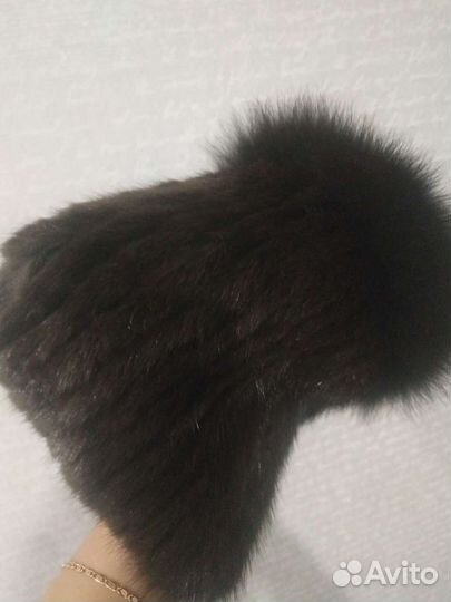 Шапка из вязаной норки