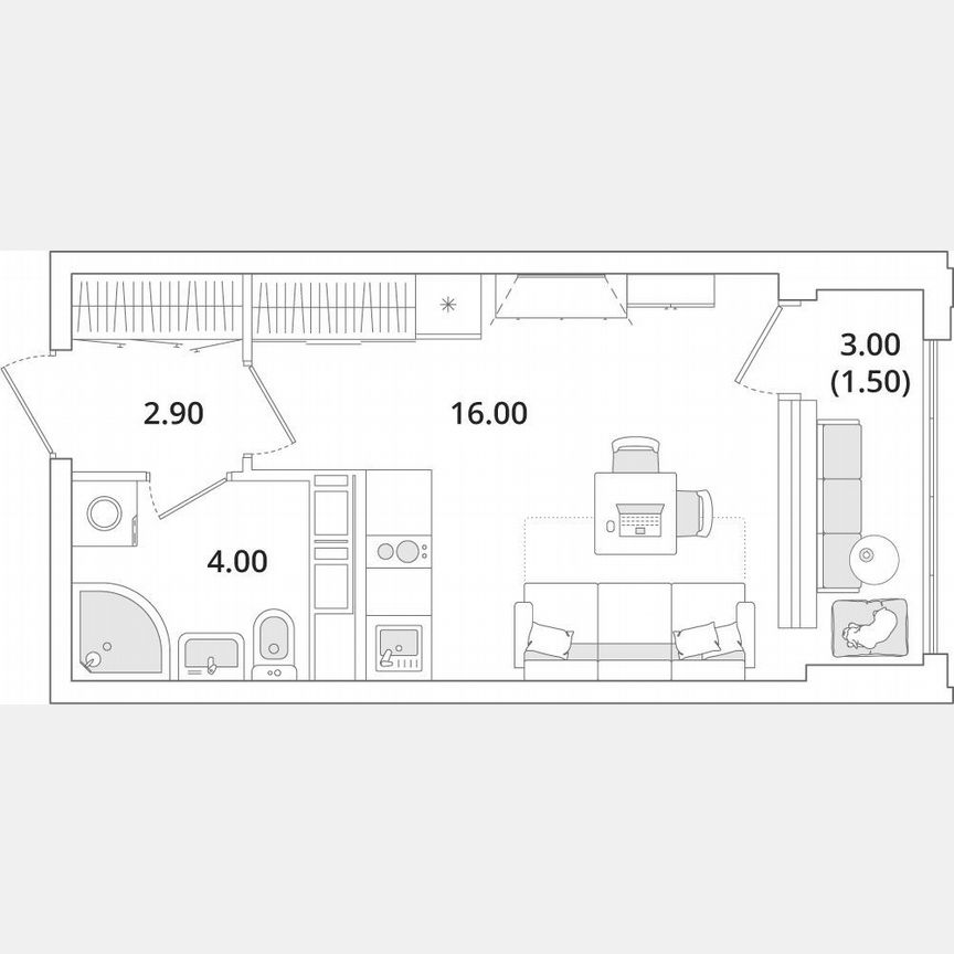 Квартира-студия, 24,4 м², 8/13 эт.