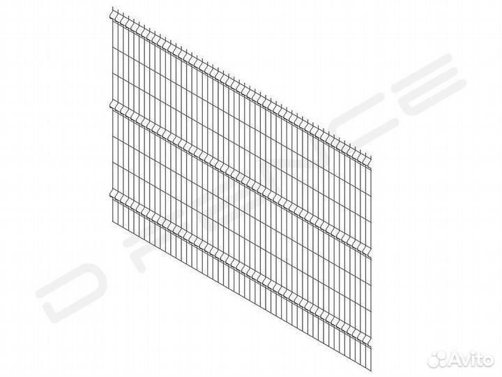 Забор 3D сетка, 3Д панель 2,7х1,47 м, д.3 мм, Zn