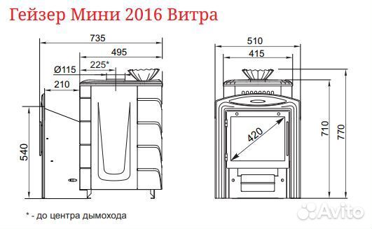 Печь Для Бани Гейзер Мини 2016 Inox Витра терракота