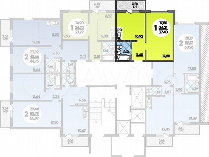 1-к. квартира, 37,4 м², 1/16 эт.