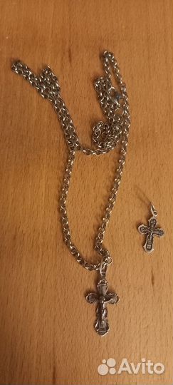 Цепь с крестиком серебро