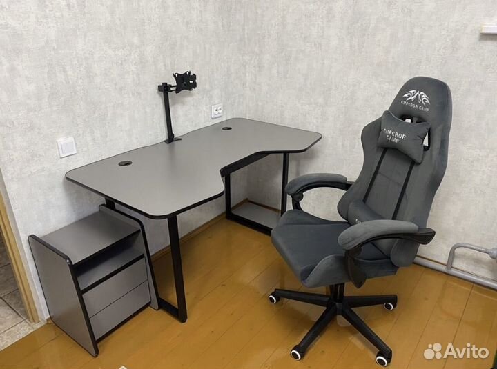 Стол компьютерный Loft серый 120см