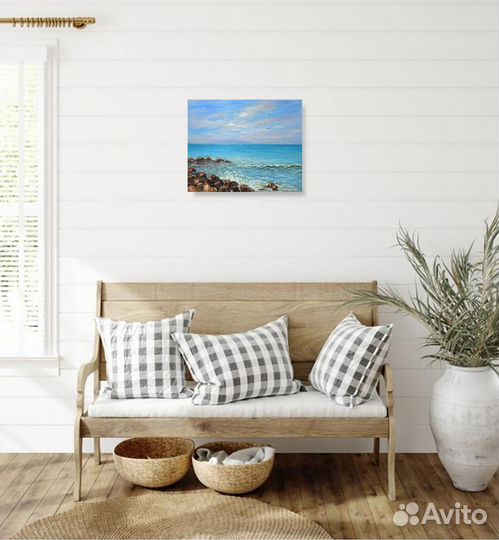 Морской пейзаж маслом картина холст море берег