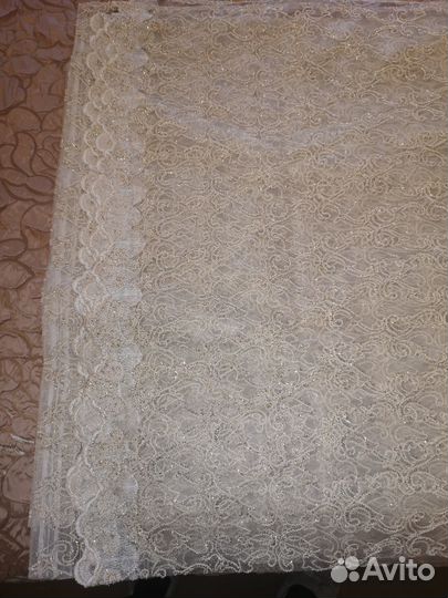 Тюль сетка с вышивкой и золотистой нитью