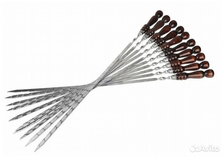 Шампур из нержавеющей стали 450х12х3 мм. с деревян