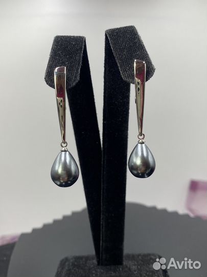 Серьги с черным жемчугом